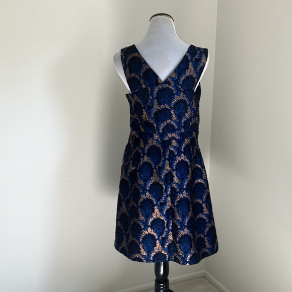 J. Crew Peacock Jacquard Fit and Flare Party Dress - Picture 4 of 11